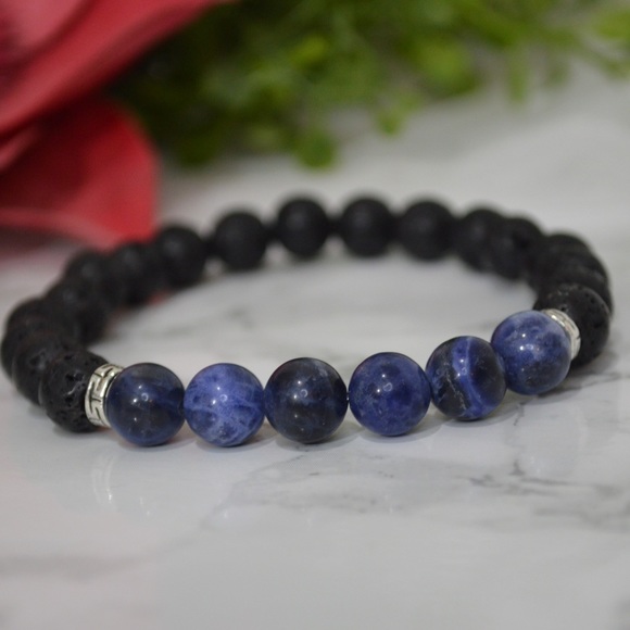 Blue Sodalite and Lava Stone Diffuser Bracelet - Picture 1 of 1